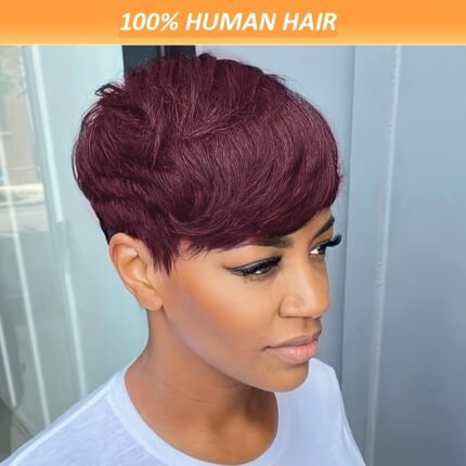 Cut Short Straight Human Hair Wig Hair Set Full Mechanism Hair Set