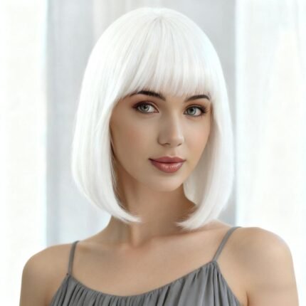 Premium Bob Synthetic Wig with Air Bangs - Realistic Hair Headpiece