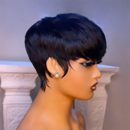 straight human hair wig, real hair wig, women’s full-machine-made wig
