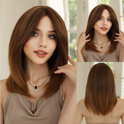 Honey Brown Layered Short Straight Wig