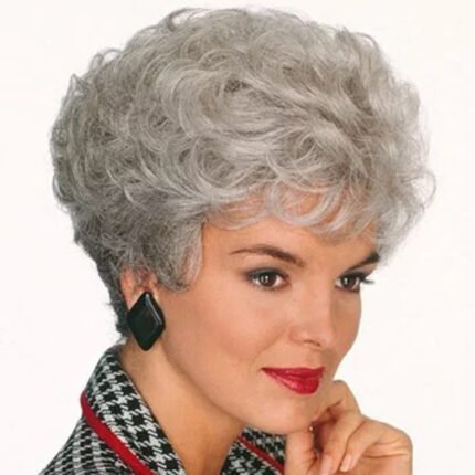 Old Lady Costume  - Grey Short Hair for Cosplay and Drama Luxury Wig