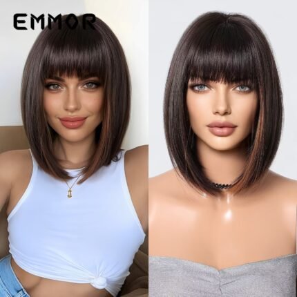 Europe and the United States cross-border natural fashion breathable neat bangs white short straight hair wave wave head wig full hair wigs