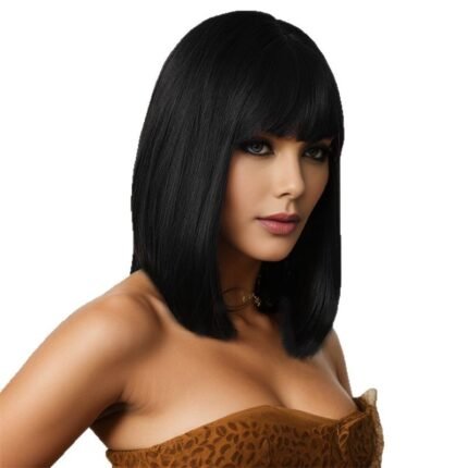 Wig black wig four seasons clavicle hair daily 35cm