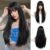 Black straight straight bangs