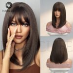 Natural Black straight lace front wig front view - WigBloom