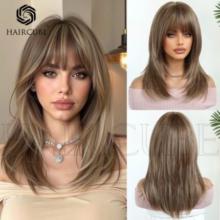 Daily Light Brown   Wig - Heat Resistant Synthetic Curly Wig
