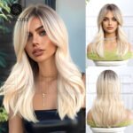 Gradient curly lace front wig side view - WigBloom