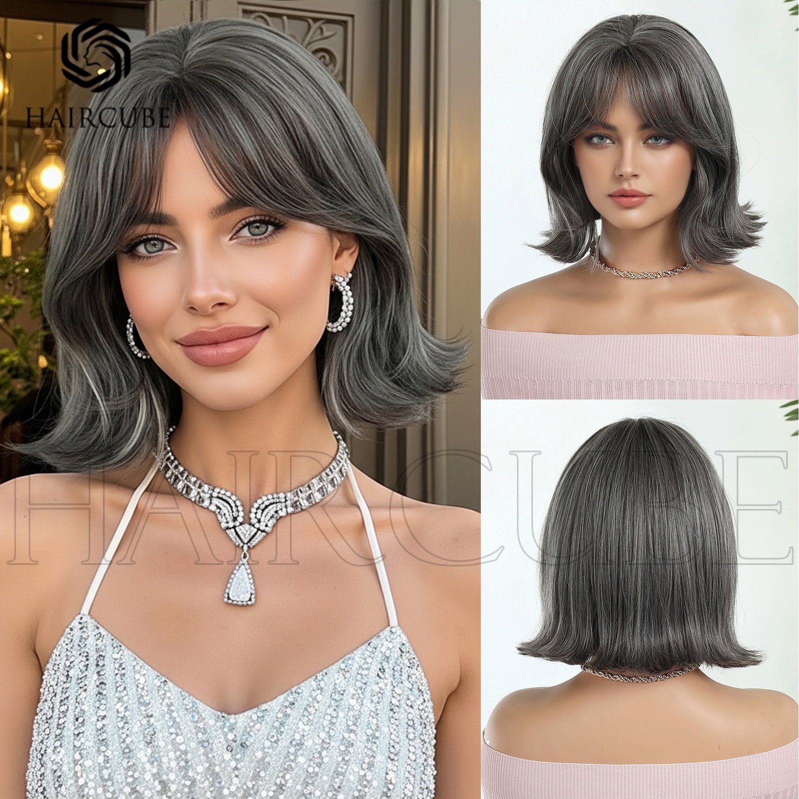 O1CN014TyiSP1QAHV0seBay_3192541935-0-cib Natural Black bob lace front wig front view - WigBloom