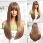 [1 Brown] 28inch Heat-Resistant lace front wig detail view - WigBloom