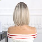 Gradient straight lace front wig back view - WigBloom