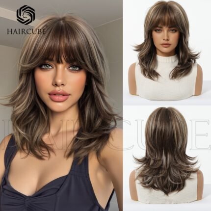New European and American wig short hair neat bangs headgear for chemical fiber hair high temperature silk - Short Bob Synthetic Wig