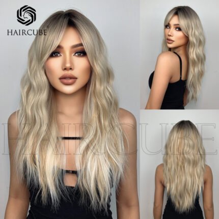 Wig Headgear Women's White Gold Mid Bang Multicolor Long Curly Hair Activities Daily Breathable Wig Wigs - Heat Resistant Synthetic Curly Wig