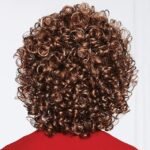 Natural Black curly lace front wig top view - WigBloom