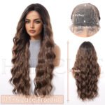 Natural Black curly lace front wig detail view - WigBloom
