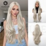 Blonde curly lace front wig detail view - WigBloom
