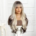 LC1082-1,26inch Wig Big Wave Full Head Headgear cos lace front wig side view - WigBloom