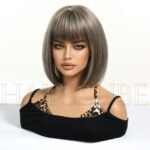 Natural Black curly lace front wig front view - WigBloom