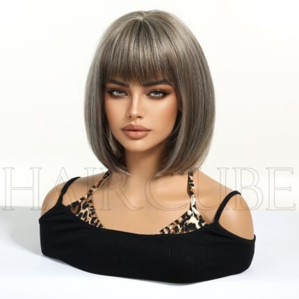 Natural Black curly lace front wig front view - WigBloom