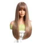 [1 Brown] 28inch Heat-Resistant lace front wig top view - WigBloom
