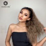Default Long Brown Grab Clip Corn Whiskers lace front wig back view - WigBloom