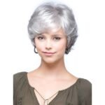 Natural Black curly lace front wig top view - WigBloom