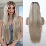SWLF1021-1BL30 13*6 large area lace wig headgear l lace front wig back view - WigBloom