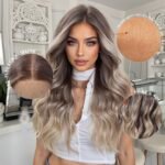 gradient curly lace front wig side view - WigBloom