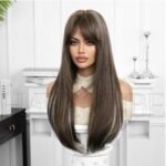 Natural Black curly lace front wig back view - WigBloom