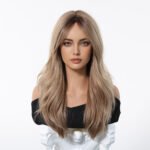 Gradient curly lace front wig detail view - WigBloom