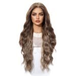 Natural Black curly lace front wig detail view - WigBloom