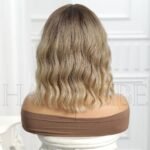 brown curly lace front wig back view - WigBloom