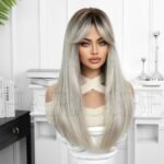 Natural Black straight lace front wig back view - WigBloom