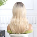 Gradient curly lace front wig back view - WigBloom