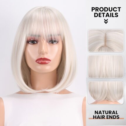 YN281(30cm140g) Bobo Head Wig Women Bang Bobo Head lace front wig side view - WigBloom