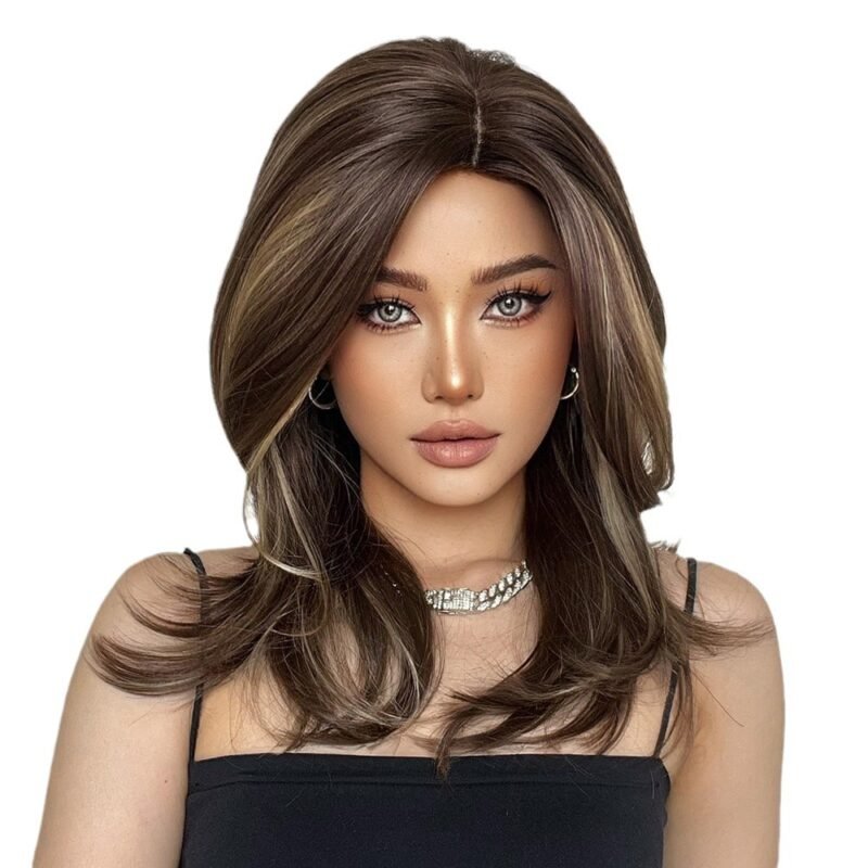 Wig Eight-character Bangs Gradient lace front wig front view - WigBloom
