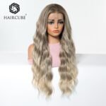 Light golden brown gradient [6BR28]] Heat-Resistant lace front wig top view - WigBloom