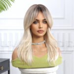 Gradient curly lace front wig front view - WigBloom