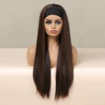 brown straight lace front wig detail view - WigBloom