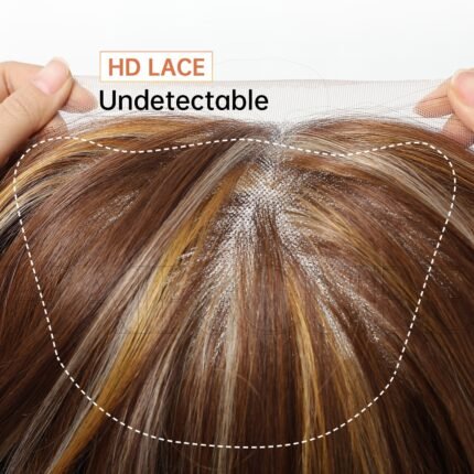 brown highlights Large area 13*6 lace wig headgear m lace front wig side view - WigBloom