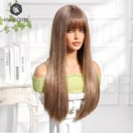 [1 Brown] 28inch Heat-Resistant lace front wig side view - WigBloom