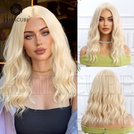 Natural Black curly lace front wig front view - WigBloom