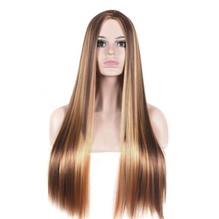 Buckle Net Long Straight Rose Mesh Wig - Premi lace front wig side view - WigBloom