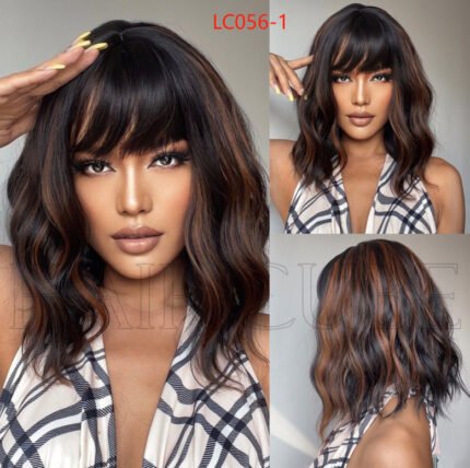 Six-color optional shoulder-length short curly wigs full head cover for daily use - Heat Resistant Synthetic Curly Wig