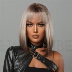 Gradient straight lace front wig detail view - WigBloom
