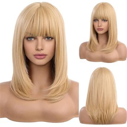 Wig Headgear White Gold Gradient Wa lace front wig side view - WigBloom