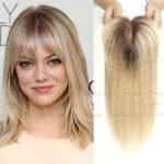 Gradient curly lace front wig detail view - WigBloom