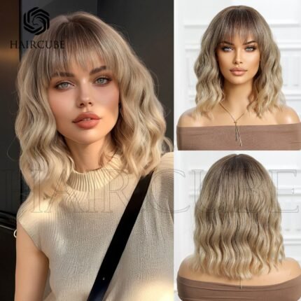 brown curly lace front wig front view - WigBloom