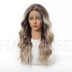 gradient curly lace front wig top view - WigBloom