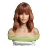 LC031-1,14inch Wig Women's Short Curly Hair with B lace front wig top view - WigBloom