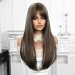 Natural Black curly lace front wig top view - WigBloom